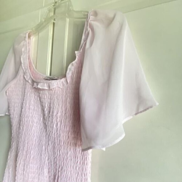 BCBGeneration Women’s Sz 2 Smocked Pink Tiered Ruffle Dress NWT - Picture 6 of 12